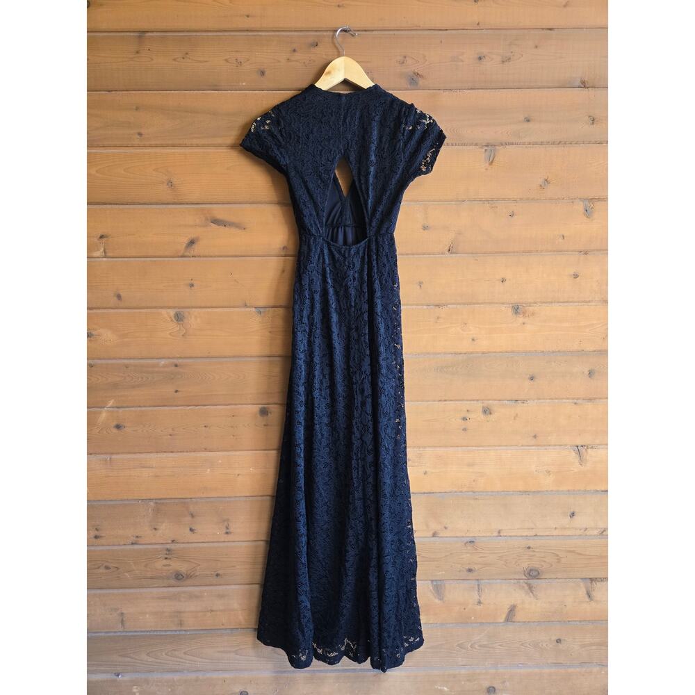 Show Me Your Mumu Dress Eleanor Lace Maxi Black Formal Vneck Flowy Bridesmaid XS - Picture 3 of 5